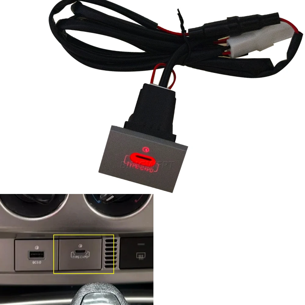Car Black/Silver USB Charger PD Quick Charge Auto Phone Charging Adapter Button