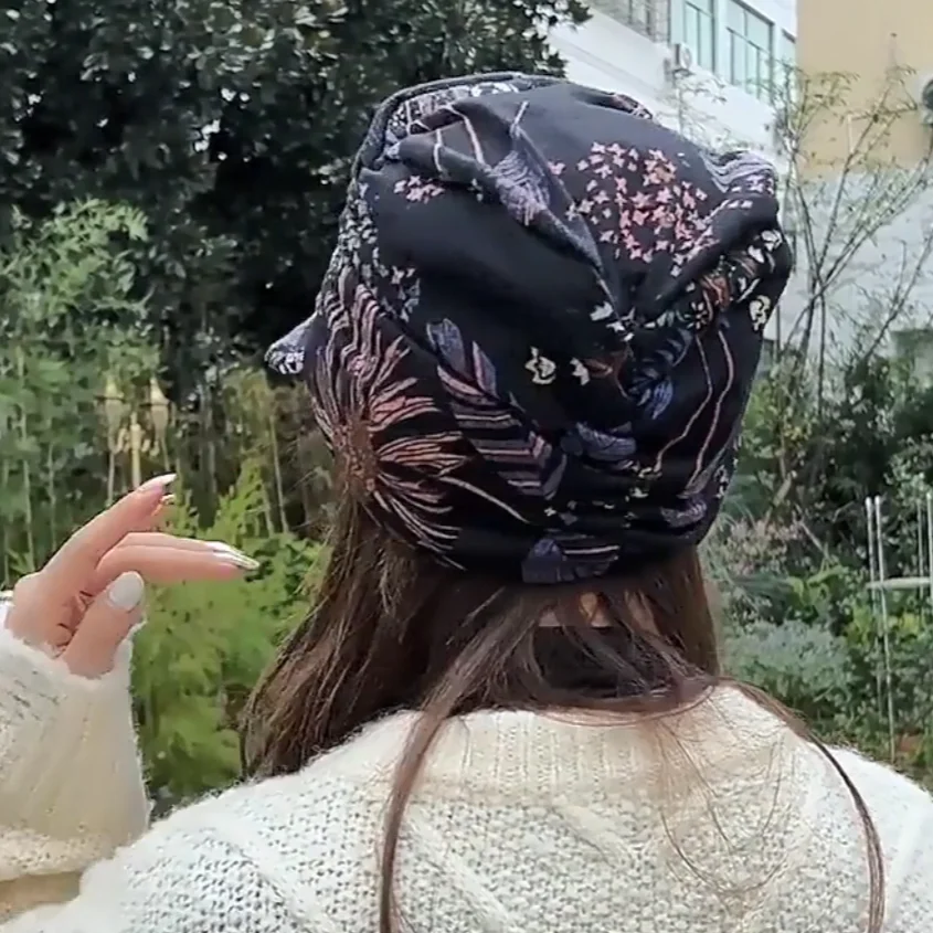 Yoga Baseball Hats Women Warm Vintage Floral Autumn Winter Lady