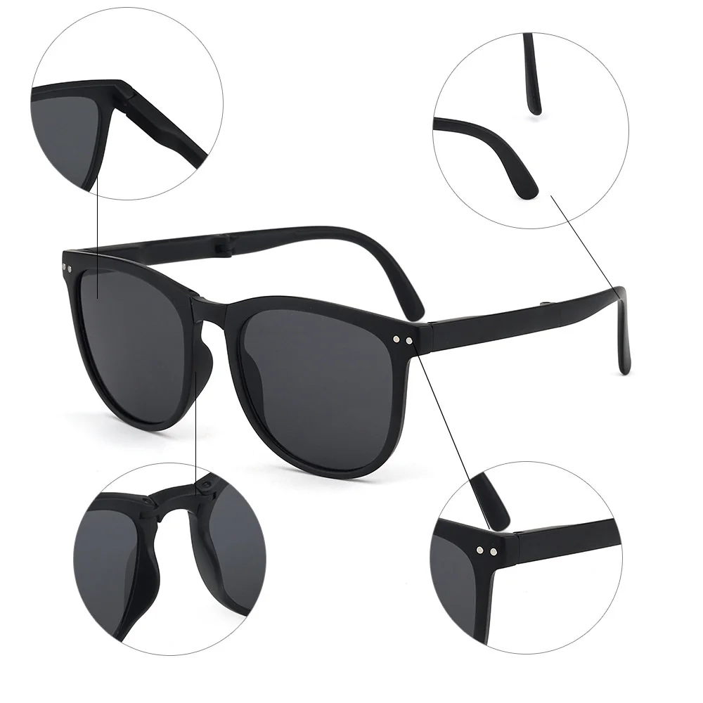 2023 Folding Sunglasses Women UV400 Anti Ultraviolet Oval Frame Eyewear Солнцезащитные очки_voghion.com
