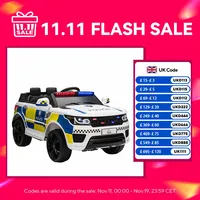 HOMCOM 12V Kid Electric Ride On Police Car w/ Remote Siren Bluetooth 3-6 Years