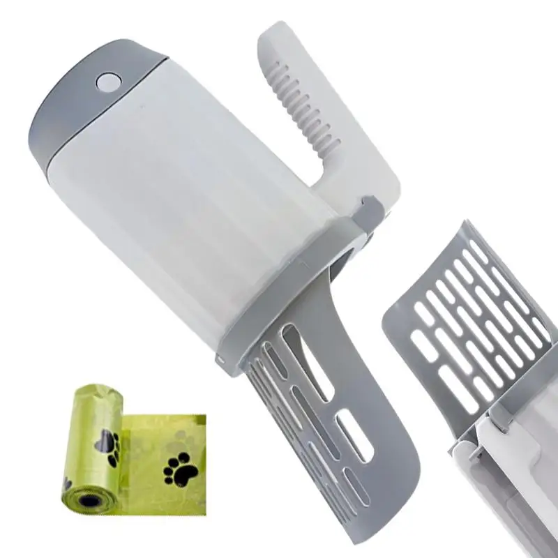 

Litter Box Scooper Portable Cat Poop Lifter 2 In 1 Cat Litter Shovel With Waste Can Fast Sifting Kitten Poop Lifter Cat Poop