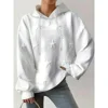 Plus Size 1XL-5XL Women Fashion Long Sleeve Hoodie Ladies Casual Solid Color Loose Drawstring Hoodie