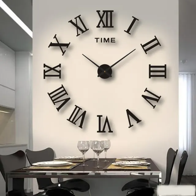 3D Acrylic Digital Wall Clock Roman Numerals Design Mirror Wall Clock Fashion Large Round Wall Clock DIY Self Adhesive Clocks 1