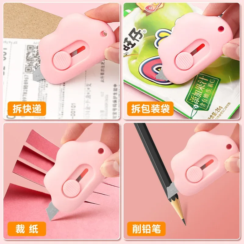 Cute Cloud Color Mini Portable Utility Knife Paper Cutter Cutting Paper Razor Blade Office Stationery Cutting Supplies utility knife paper cutter craft cutting knife