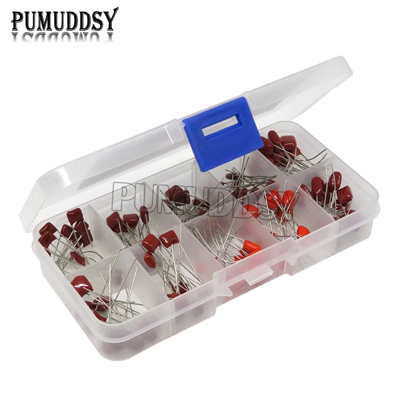 

100PCS 10nF~470nF Metallized Polyester Film Capacitors Assortment Kit High precision and stability samples CBB capacitor set