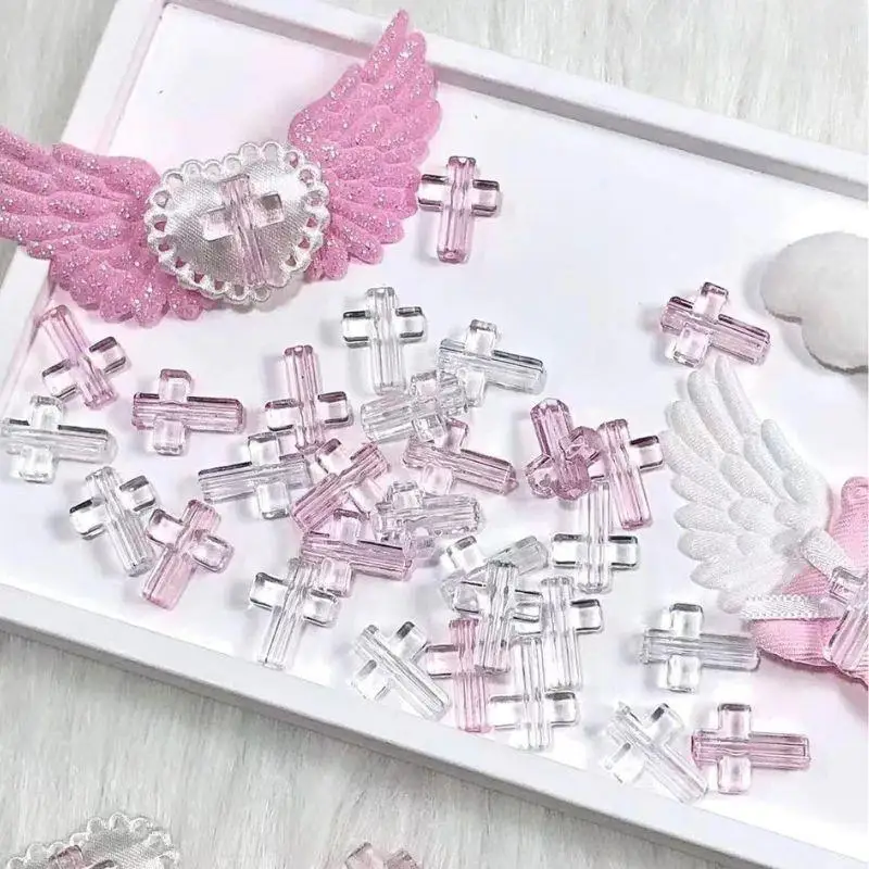 3D Resin Cross Bead Handmade Material DIY Cross Bead Card Bag Accessories Charm Sweing Supplies 10Pcs