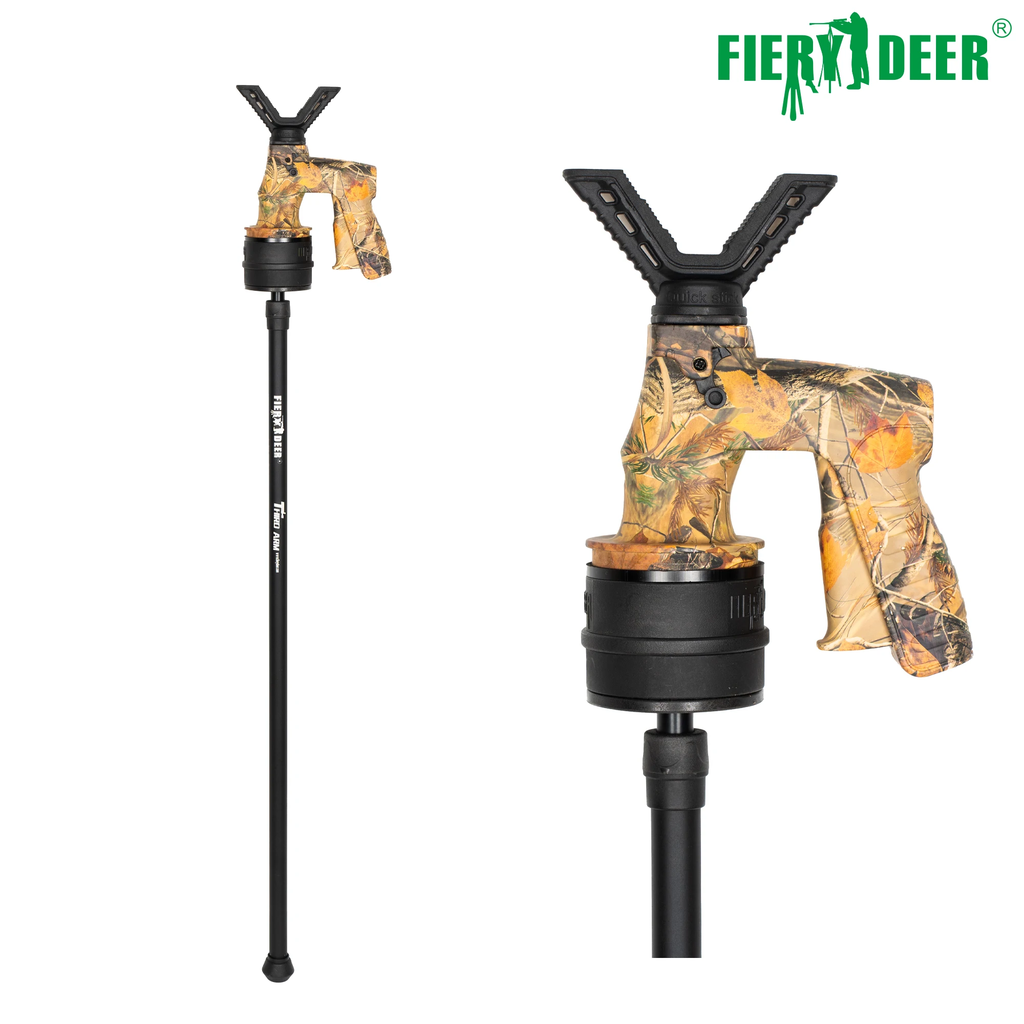 FIERY DEER Shooting Stick ，Gen6 hunting stick ,A hunting tripod with  adjustable height，360°Rotating V Yoke , Monopod , 100CM - AliExpress