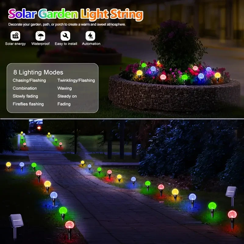 รูปสินค้า ไฟประดับโซลาร์เซลล์ LED ลูกบอล 30 ดวง 8 โหมด