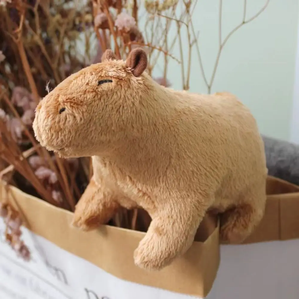 18cm Capybara Plush Simulation Capibara Anime Fluffty Toy Stuffed Animals  Soft Doll Children Birthday Gift Sending Sticker