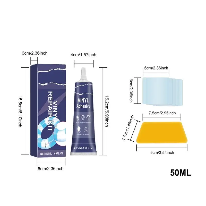 Inflatable Patch Repair Kit Raft Patch Kit With 50ml Glue For Repair Air Bed Repair Patches Pool Liner Patch Repair Inflatable 6