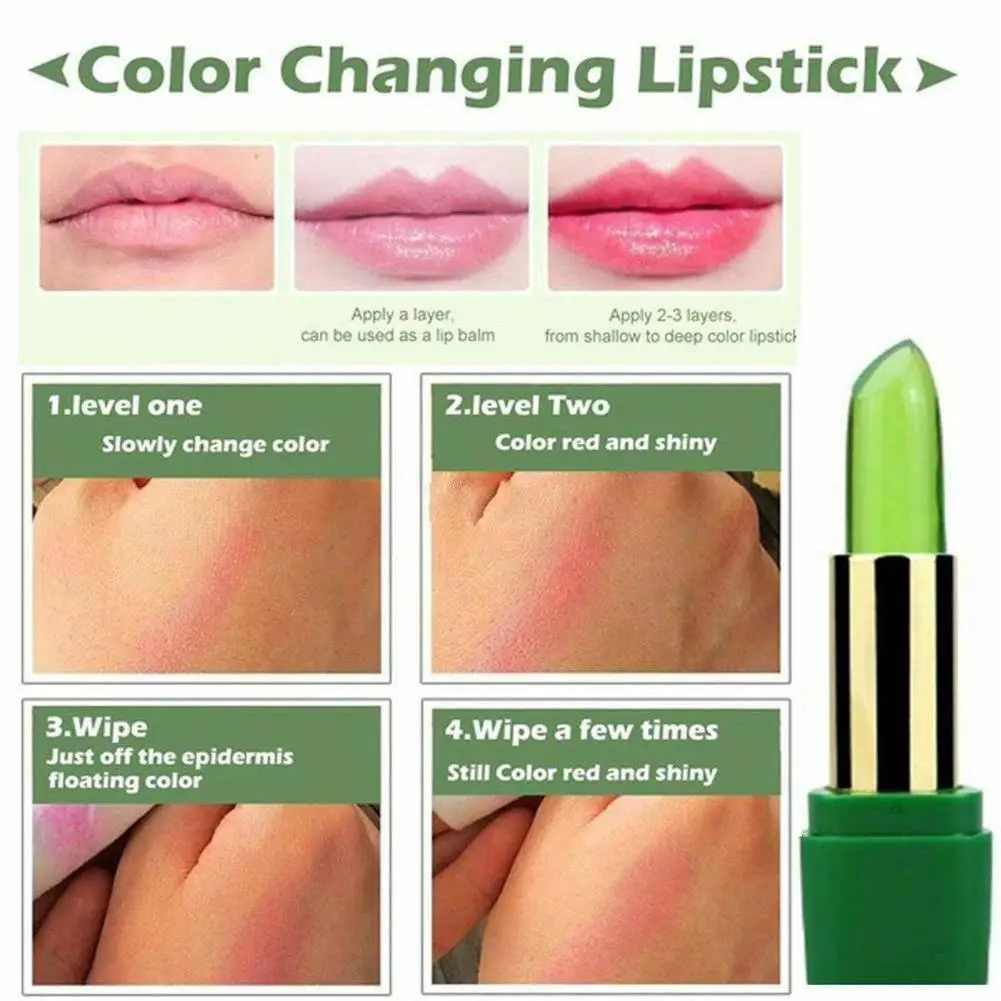 Magic Color Changing Lipstick Lip Tint Moisturizing Aloe Vera Discolored Lip Balm Nourishing Lasting Gloss Makeup Care