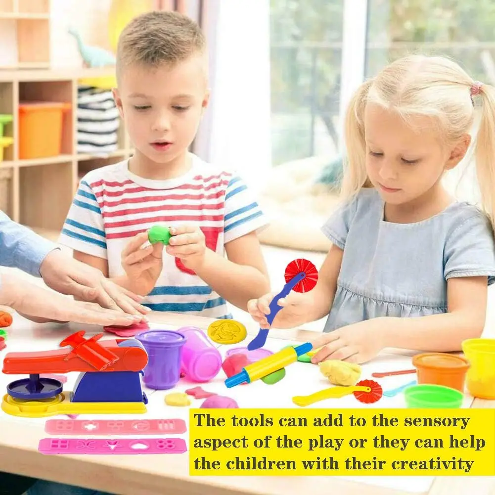 Plasticine Model Playdough Tools Set for Kids 3D Syringe Roller Impression Moulds Play Dough Tools Kit Clay Craft Toys Gift 6