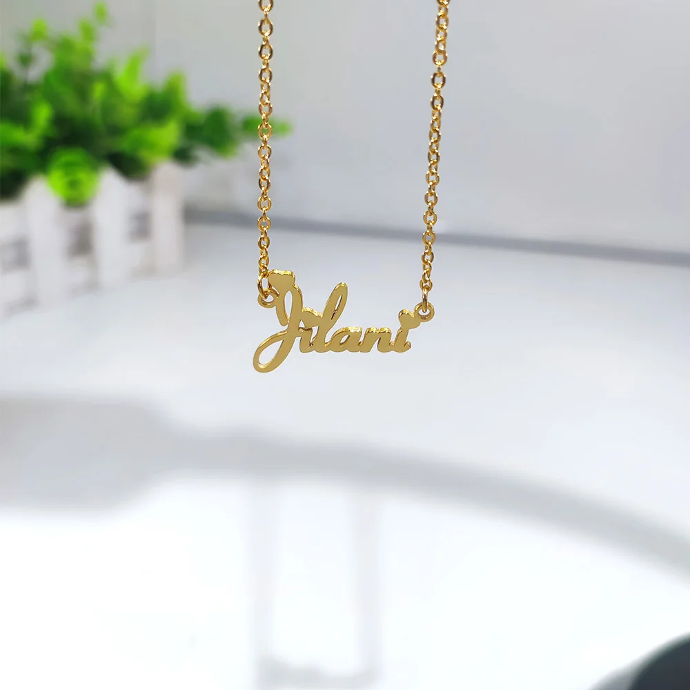 

Custom 925 Solid Silver Heart Name Necklace for Women Customized any Language font Letter Necklace for Women Nameplate Jewelry