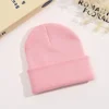 0-3Y Newborn Warm Crochet Hat Winter Knitted Beanie for Baby Knit Gorros Acrylic Wool Hat Candy Color Fold Brim Skullcap Ski Hat 5