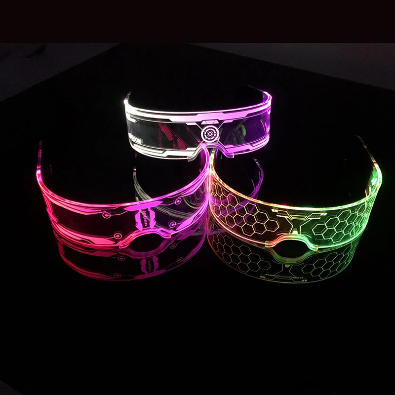 Colorful Luminous Glasses 7 Mode Adjustable LED Light Up Goggles for Bar  KTV Christmas Halloween Cyberpunk Party Prop Decoration