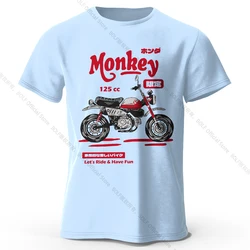 Vintage Hand - Drawn Motorcycle Graphic Cotton Tee - Unisex Retro Biker Style Shirt - XXXL (Sky Blue)