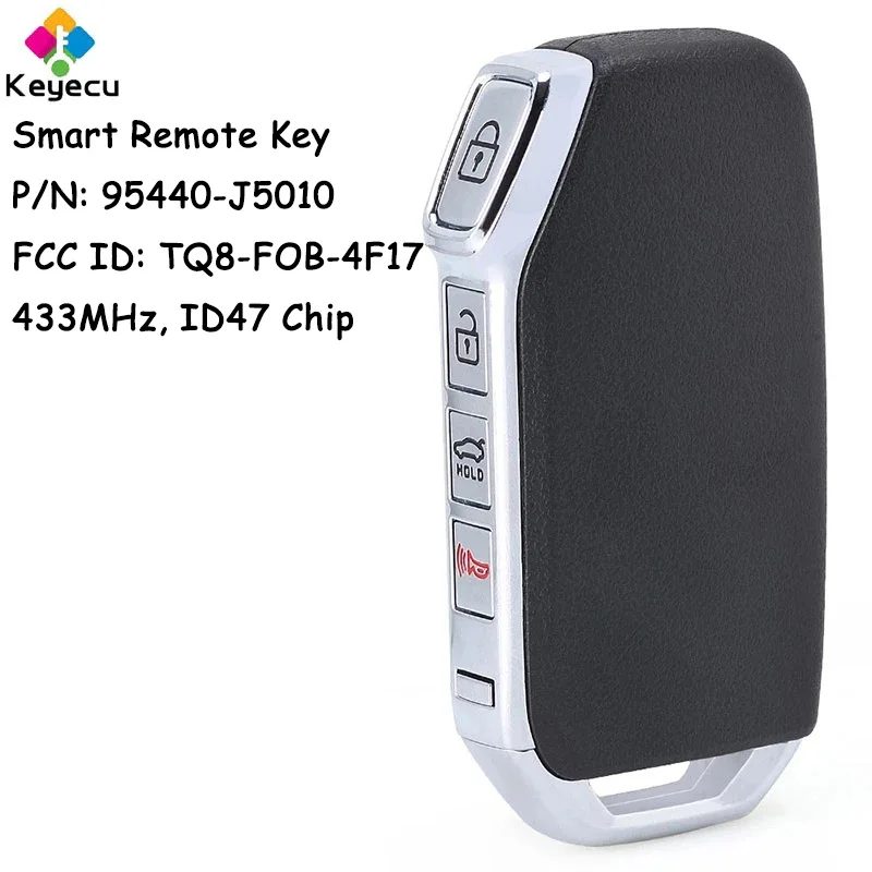 

Смарт-пульт дистанционного управления KEYECU для автомобиля с 4 кнопками, чип ID47 433 МГц для Kia Stinger 2019 2020 2021 Fob 95440-J5010, Φ