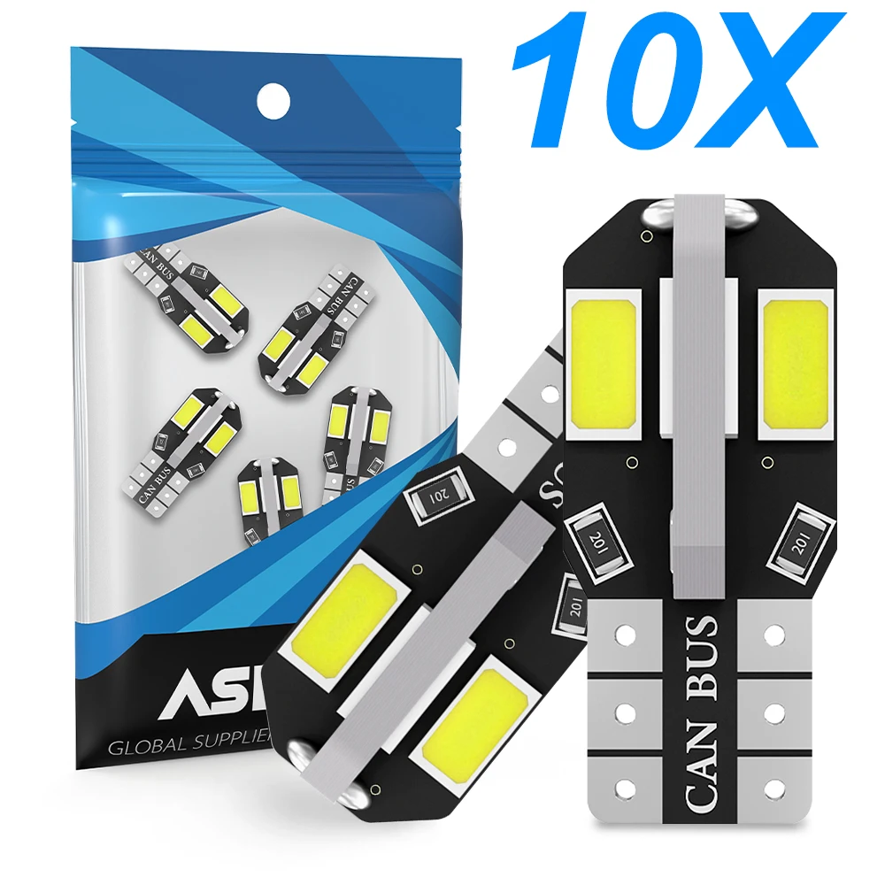 10x W5W T10 светодиодный CANBUS без ошибок 5W5 12V 5W 600Lm сверхъяркая внутренняя сторона автомобиля светильник 194 3030 SMD Автомобильная Лампа Белый Янтарный красный