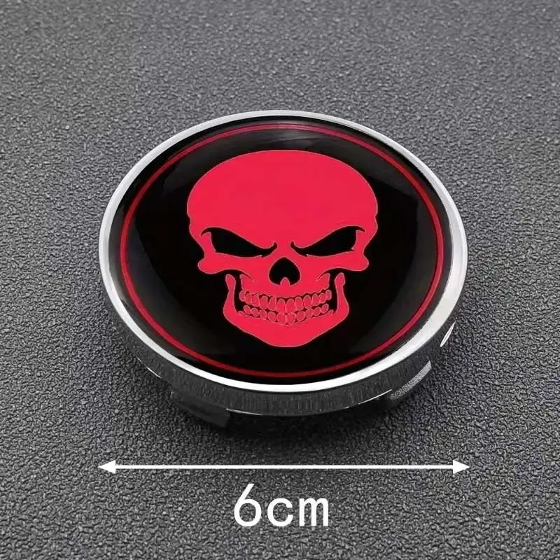 60mm Skeleton logo Wheel Center Cap 4Pcs for Ford Mercedes Benz Volkswagen golf BMW audi Tesla FIAT KIA Volvo