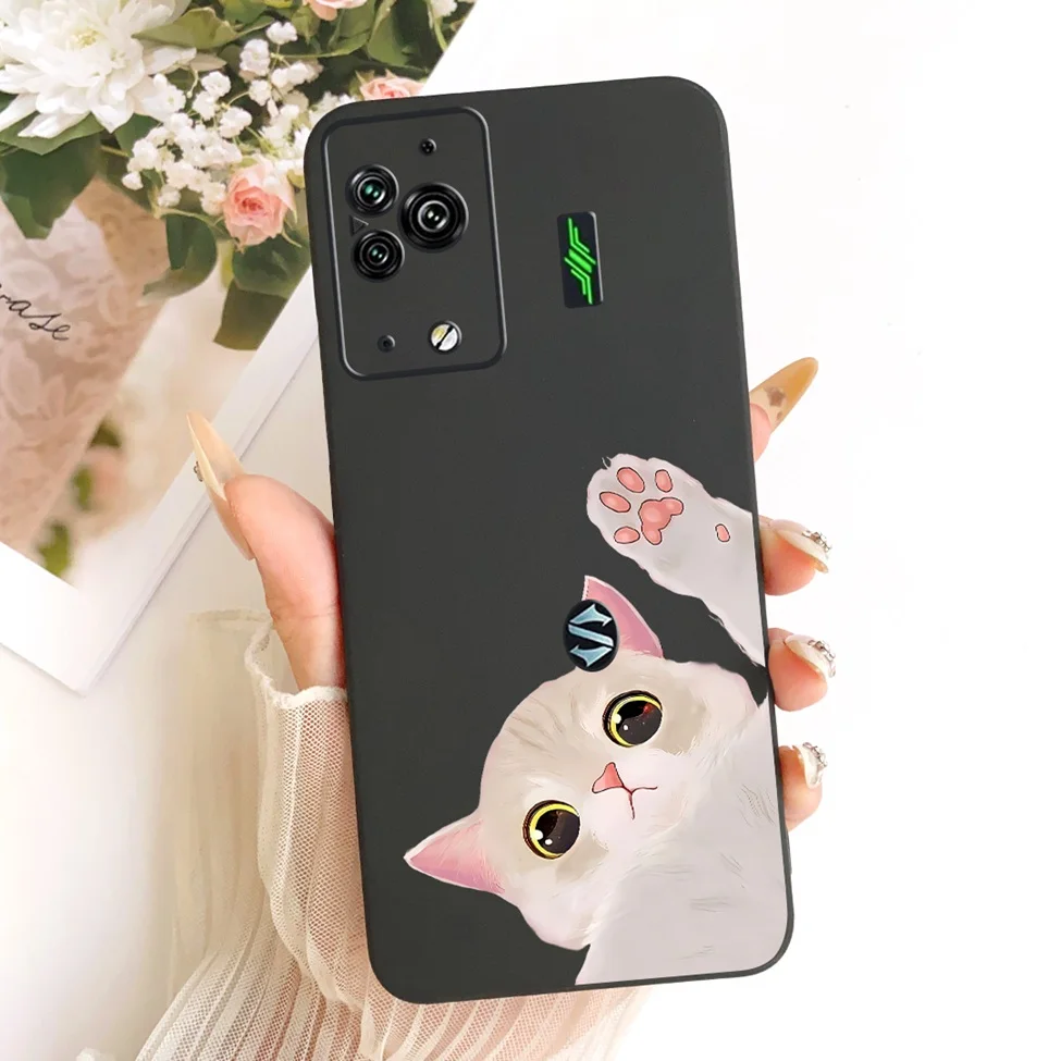 Cute Cat & Butterfly Design Silicone Case - Black Shark 5 Pro