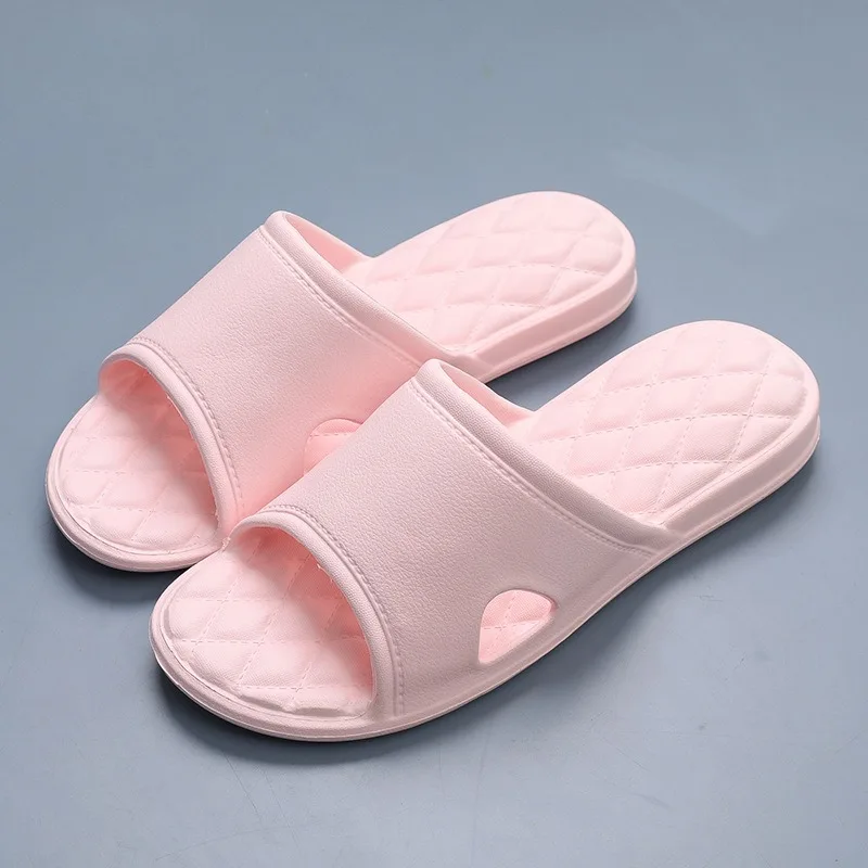Women's PU Square Head Flat Hollow Out Bottom Home Slippers Casual EVA Sweet Lightweight Breathable Flat Bath Slippers Shoes