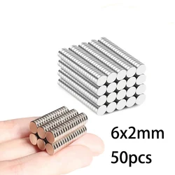 Tiny Neodymium Disc Magnets - Strong Rare Earth Magnets for DIY, Crafts, and Projects (50pcs 6x2mm)