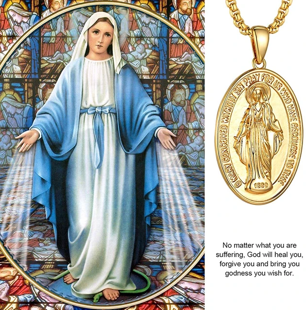 Money Purse with Miraculous Virgin Medal - Blue Leather
