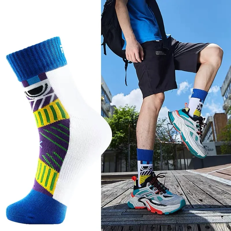3 pairs TAAN Men's sports sock badminton tennis thick cotton socks Skidproof knee-high towel socks T-345