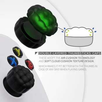 PlayVital Thumbs Caps Thumb Grips for ps5/ps4, for Xbox Series X/S, Xbox One, Elite Series 2, Switch 2 Pro Controller - Black 2