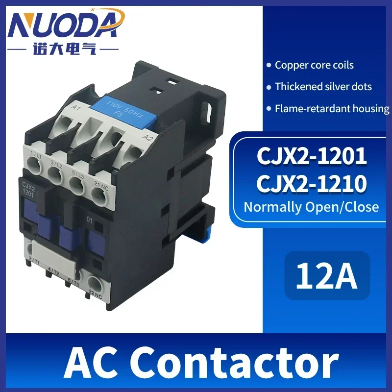 

CJX2 Ac Contactor 12A Electric 3 Pole For Unit 3 Phase 3P+NO Magnetic 380V 220V 110V 36V 24V Normally Closed Contactors