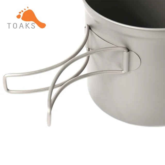 TOAKS Titanium 1100ml, POT-1100 Pot Ultralight Outdoor Camping Equipment, Mug with Lid and Foldable Handle Tableware 4