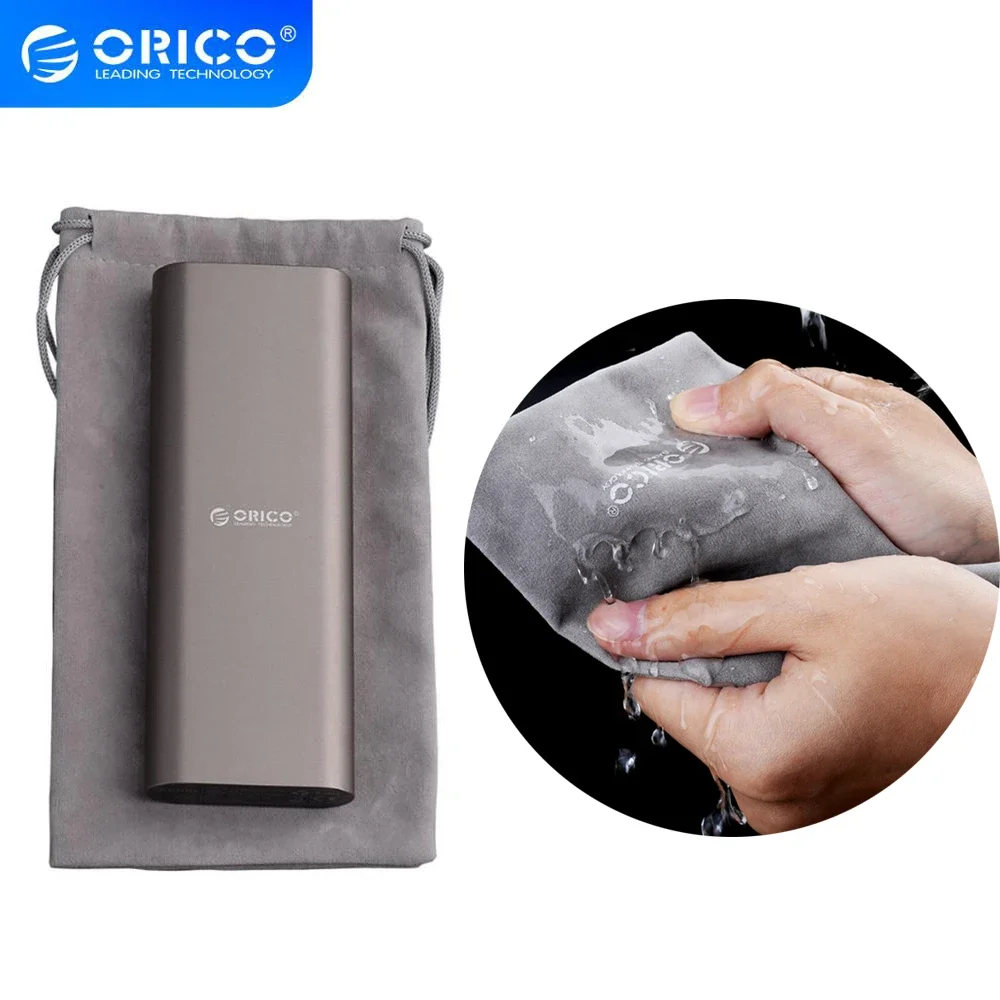 ORICO SA1810 Phone Storage Velvet Bag Storage for USB Charger/USB Cable/Power Bank/Phone Gray Color 180*100mm
