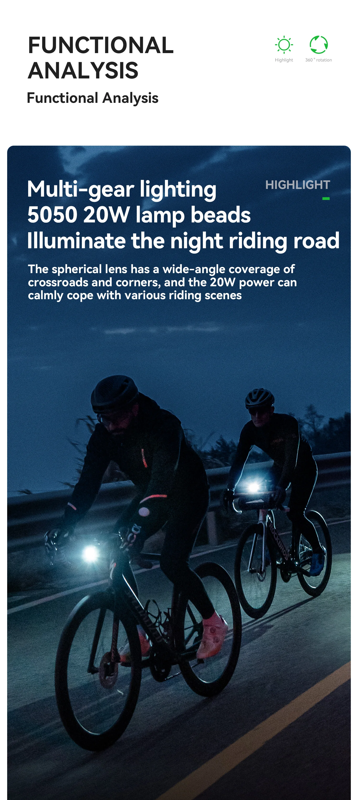 ROCKBROS Front Light Ultralight 1200LM High Bright Lamp Waterproof Aluminum Alloy Head Light Type-C Charging Bike Accessories