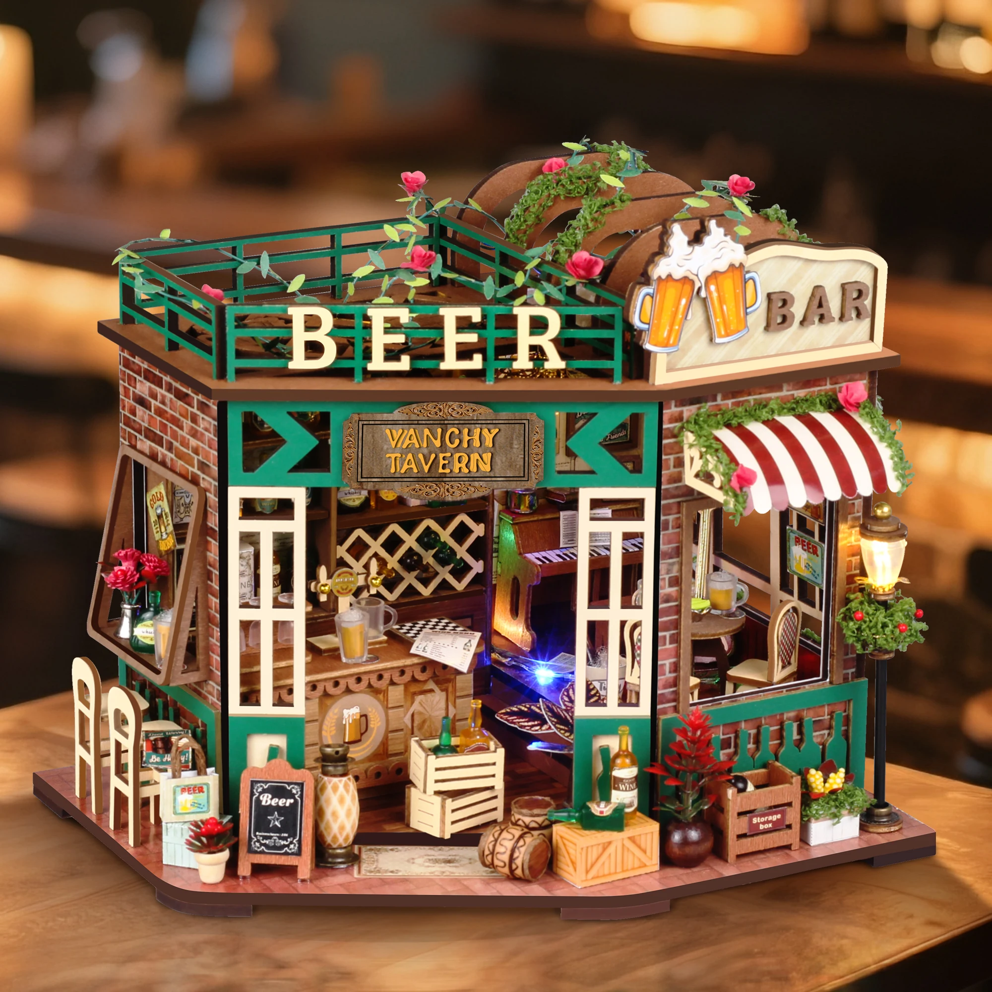 DIY Beer Bar Craft Kit – Handmade Micro House Model Christmas Gift for Adults, Creative Dollhouse Decor (Assembly Required) 1