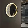 Modern Moon Wall Lamp Creative Home Decor with Clock Room Decoration Hanging Decorations Simple Bedroom Bedside Atmosphere Lamp 5