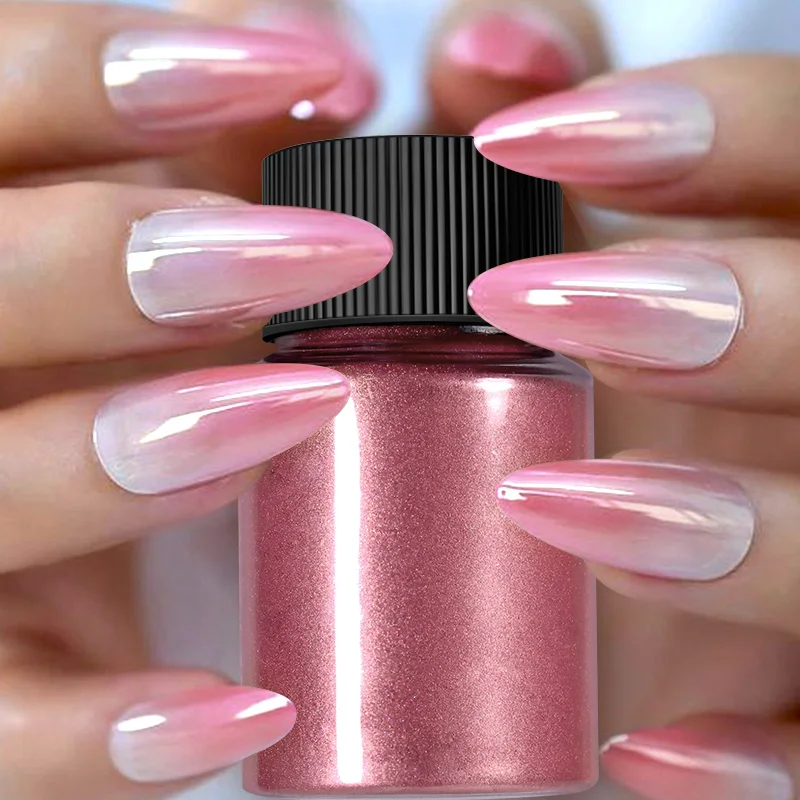 Nail Powder Nail Glitter Nail Decoration Cherry Chrome Pearl Gradient Mirror Effect Auroras Rubbing Dust Art 1box 20ml