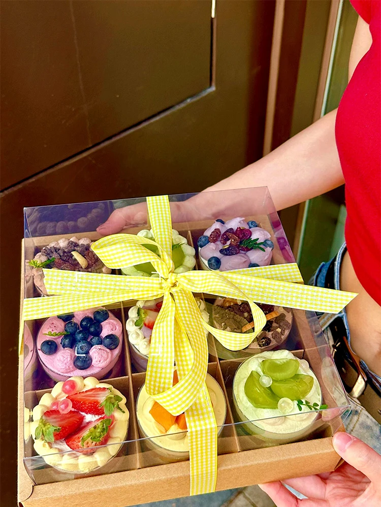 Four by Six by Nine Grid Transparent Cake Box Dessert Pastry Container for Afternoon Te... - SKU GTCB1002 - UGI Packaging