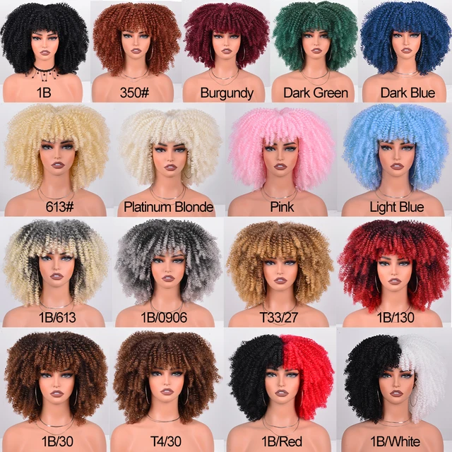 Colour Contrast Synthetic Curly Wigs With Bangs 1