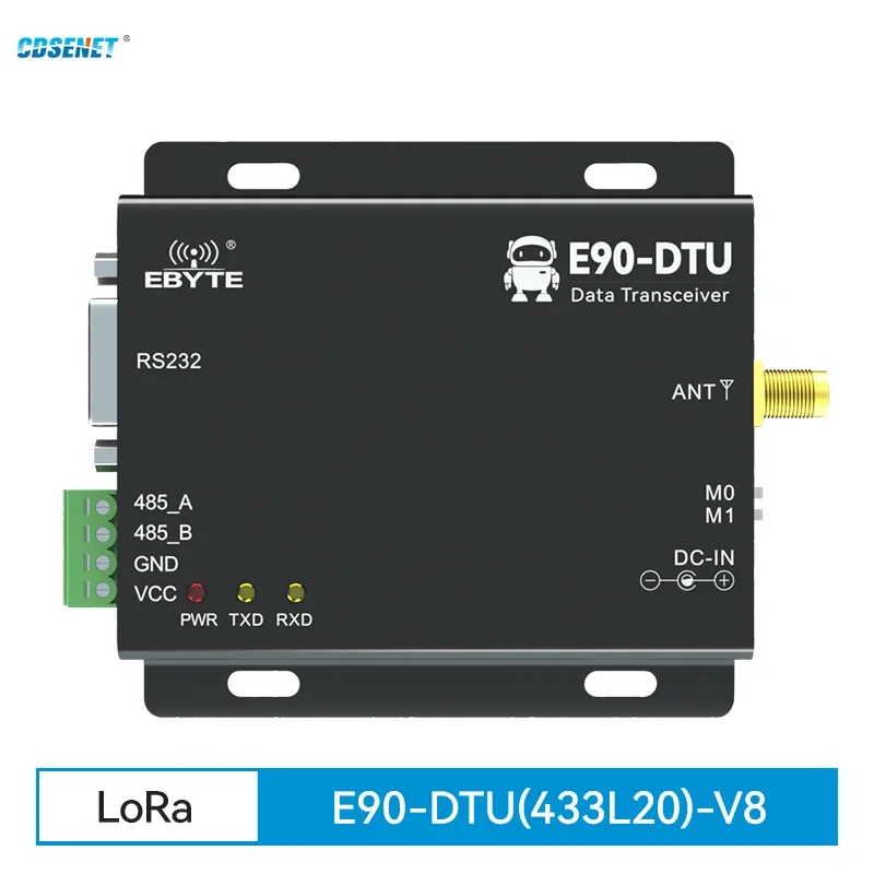 Wireless Transceiver LoRa RS232 RS485 433MHz 20dbm CDSENET E90-DTU(433L20) 5km PLC Transceiver Receiver Radio Modem 433 MHz LoRa data collector digital quantity cdsenet rs485 rj45 4 channel input modbus tcp rtu io wireless transparent transceiver modem