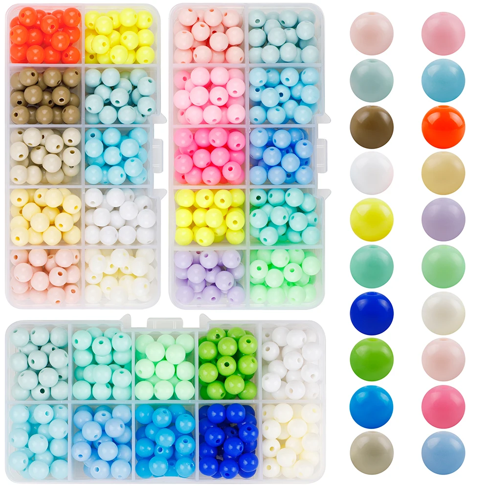 

250 шт/коробка 8 мм круглые акриловые бусины для украшения одежды DIY ювелирные изделия ожерелье браслет серьги изготовление C0214