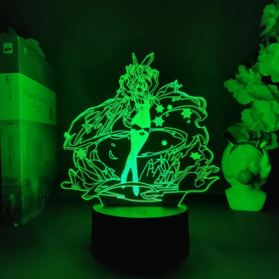 Genshin Impact Eula Lawrence 3d Led 램프 침실 야간 조명 장식 애니메이션 액션 피규어 컬렉션 게임 어린이 선물