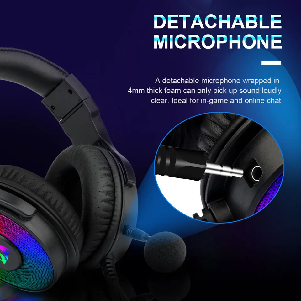 Redragon H350 RGB Wired Gaming Headset, dinamico RGB retroilluminazione