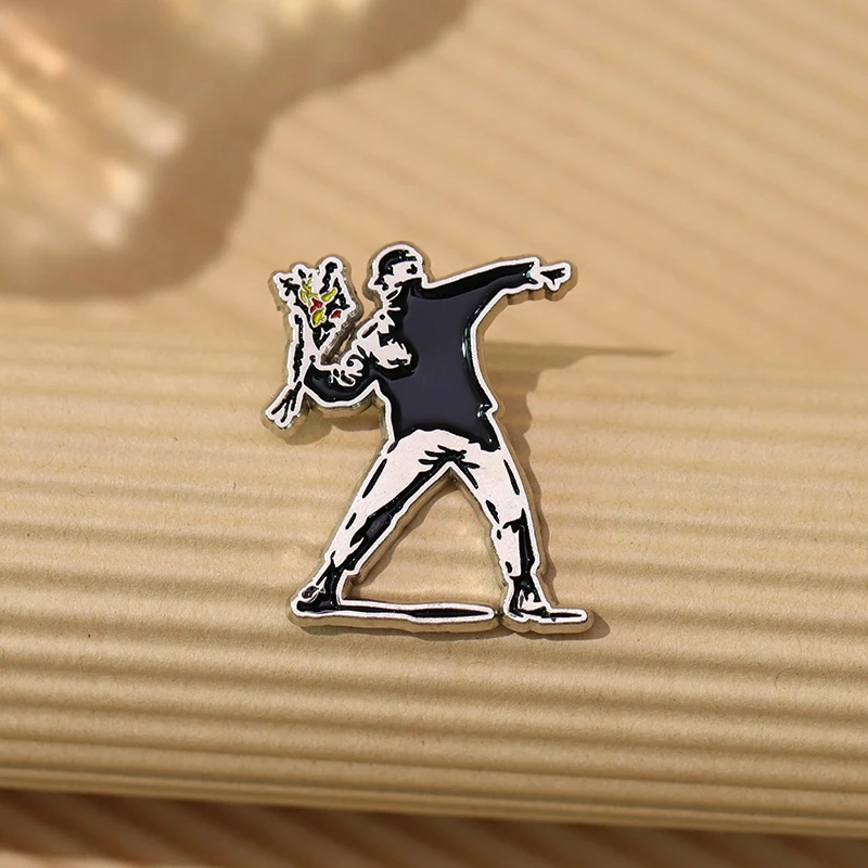 Banksy Art Enamel Pin Flower Thrower Girl With Balloon Always Hope Brooch Lapel Backpack Badge Jewelry Gift For Friends