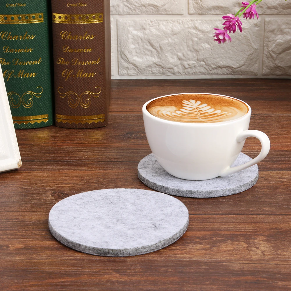 11pcs Round Felt Coaster Dining Table Protector Pad Heat Resistant Cup Mat  Coffee Tea Hot Drink Mug Placemat Kitchen Accessories