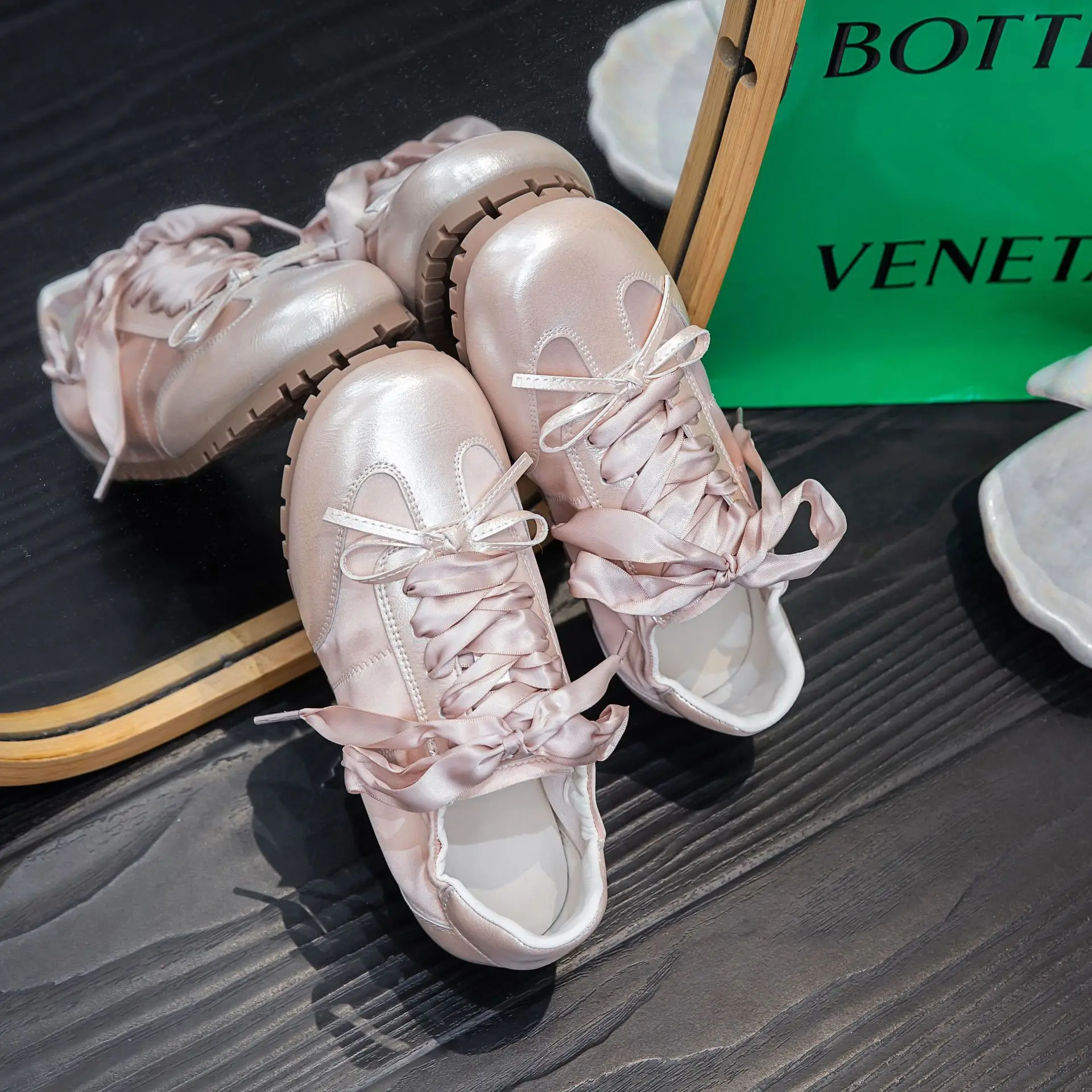 Women Silver Ballet Shoes Spring Autumn Elegant Buckle