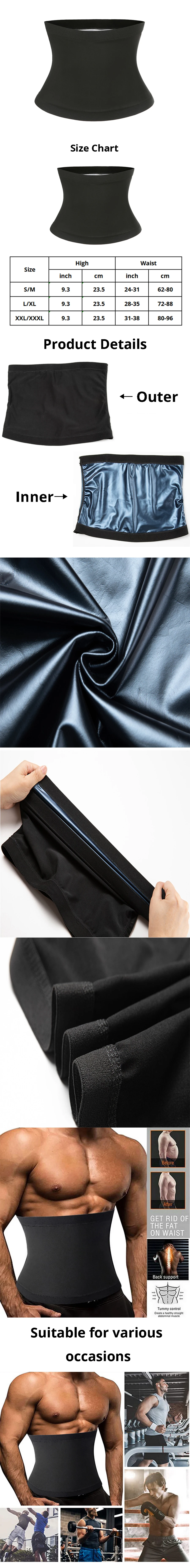 Description Picture 3 of itemMen Waist Trainer Sauna Sweating Shaping Band Running Fitness and Sports Weight Loss Sweating Shaping Band