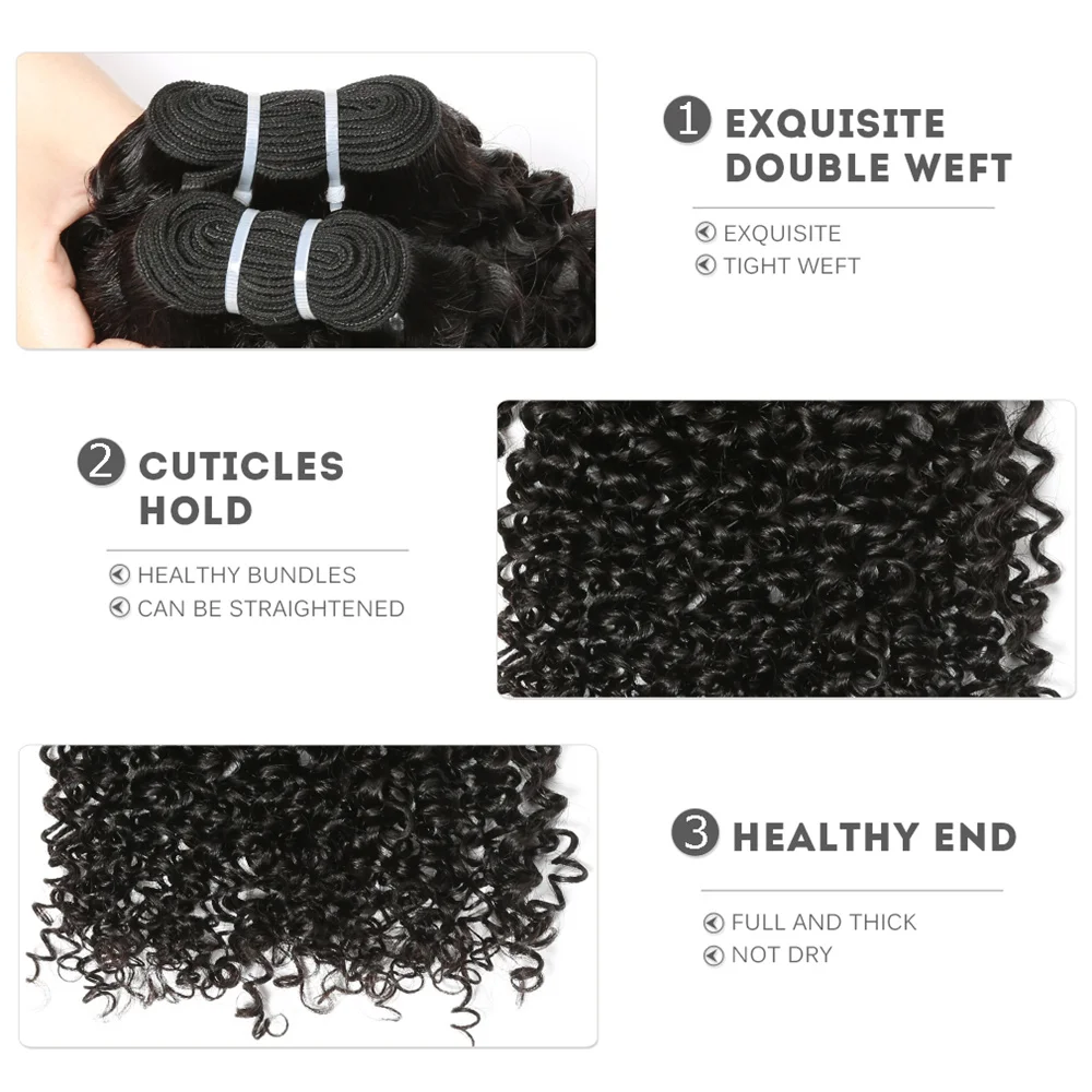 Kinky Curly Hair Bundles Tissage Short Deep Curly Hair Bundles Remy Human Extensions Natural Black Brazilian