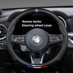 Alfa Romeo Luxury Steering Wheel Cover - Premium Car Interior Accessory (Round Black)