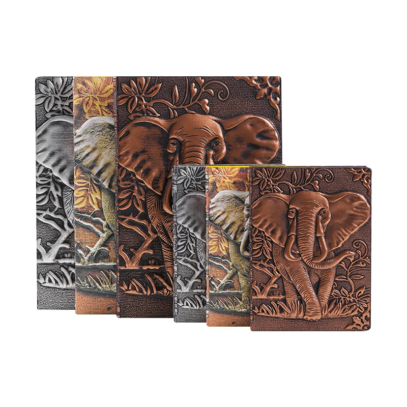 

3D Effect Elephant Notebook A5/A6 PU Leather Notepads Diary Agenda Travel Weekly Planner For Students School Office Supplies