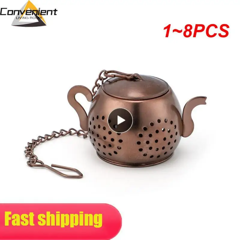 

1~8PCS Creative Stainless Steel Tea Infuser Teapot Tray Spice Tea Strainer Herbal Filter Teaware Accessories Kitchen Tools